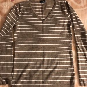 Tan and white stripes sweater